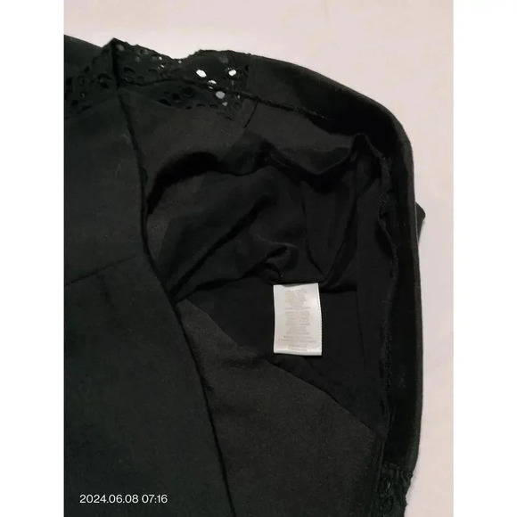 Rebecca Taylor Size Sm/Med Black Eyelet Center Back zipper silk lined skirt - Picture 5 of 10